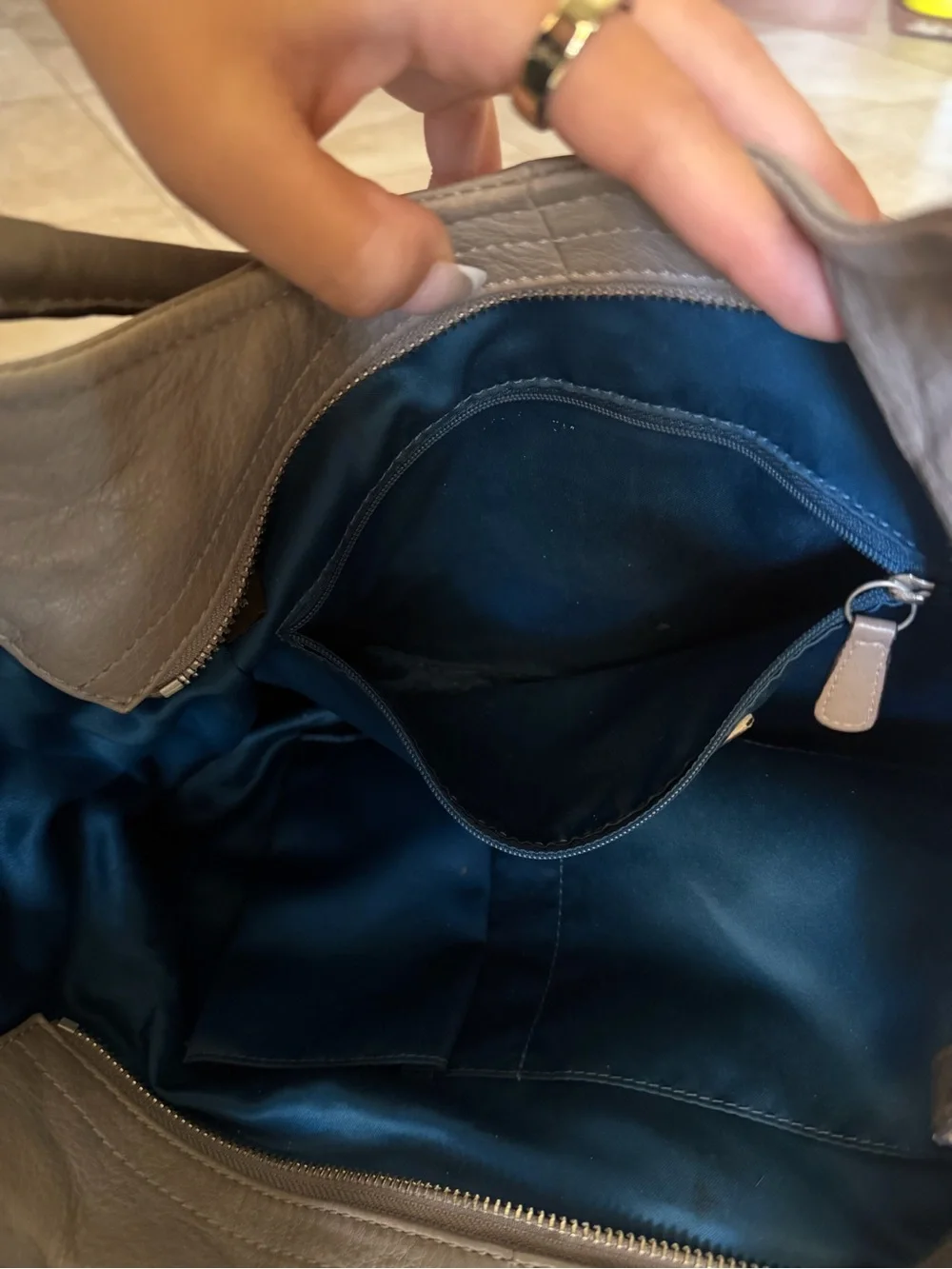 Coach Silver-Gray Leather Hobo Bag